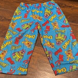 Vibrant Blue Kids Pajama Bottoms with Cartoon Print